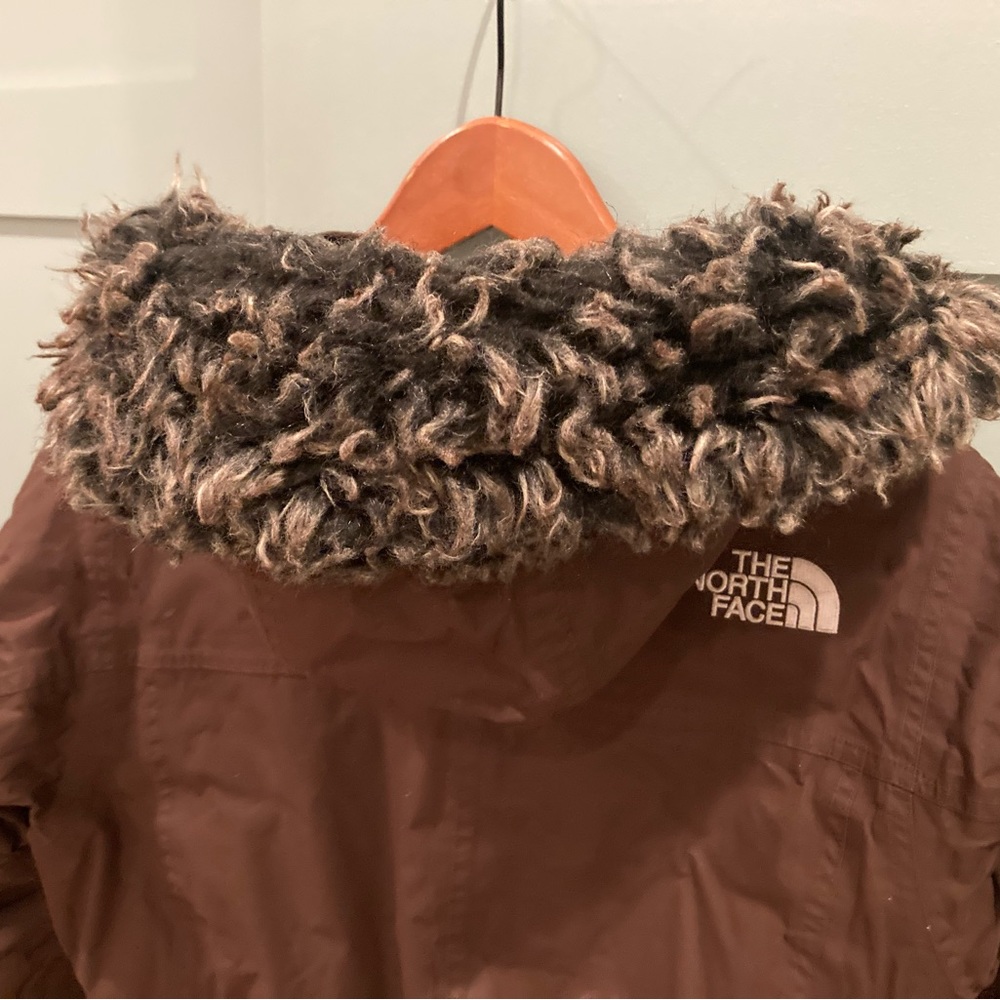 Y2K brown hooded belted north face ski jacket small women’s - Picture 7 of 8